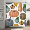 Hand-drawn pumpkin shower curtain colorful autumn leaves design for bathroom decor waterproof fabric made from polyester (blue)