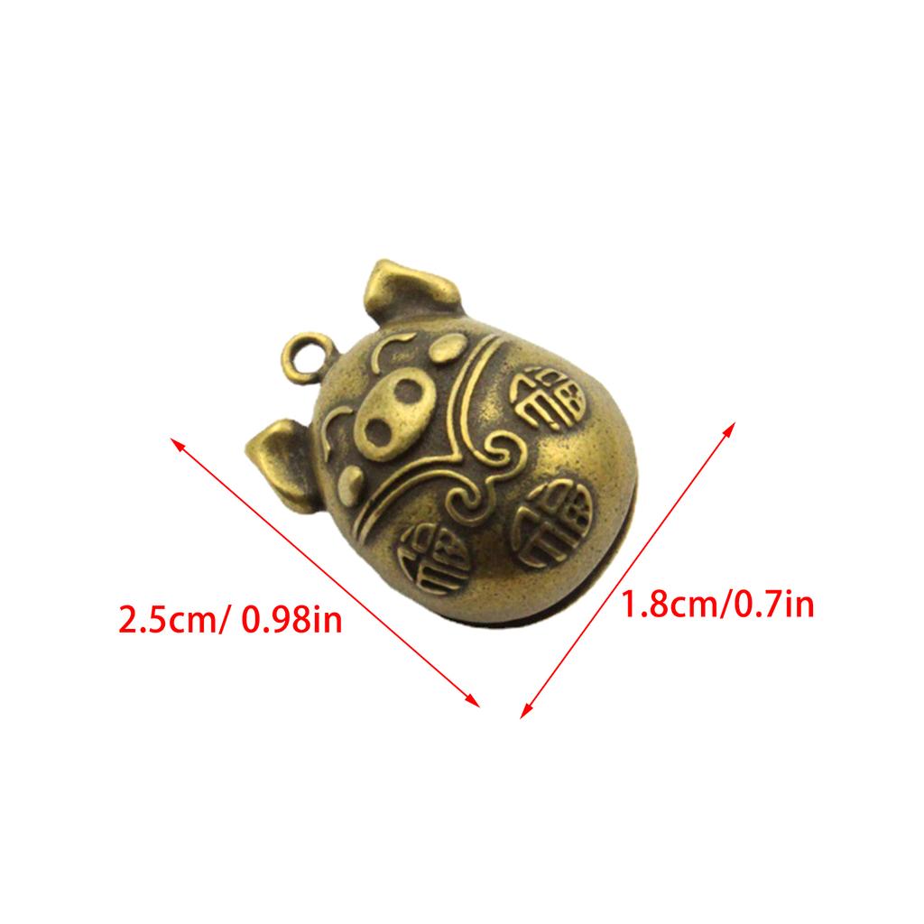 Chinese Style Small Brass Bell Car Key Pendant Cartoon Pig Bell Pendant