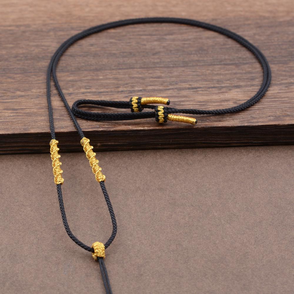 Adjustable Handwoven Gold Jadeite Pendant Necklace Cord