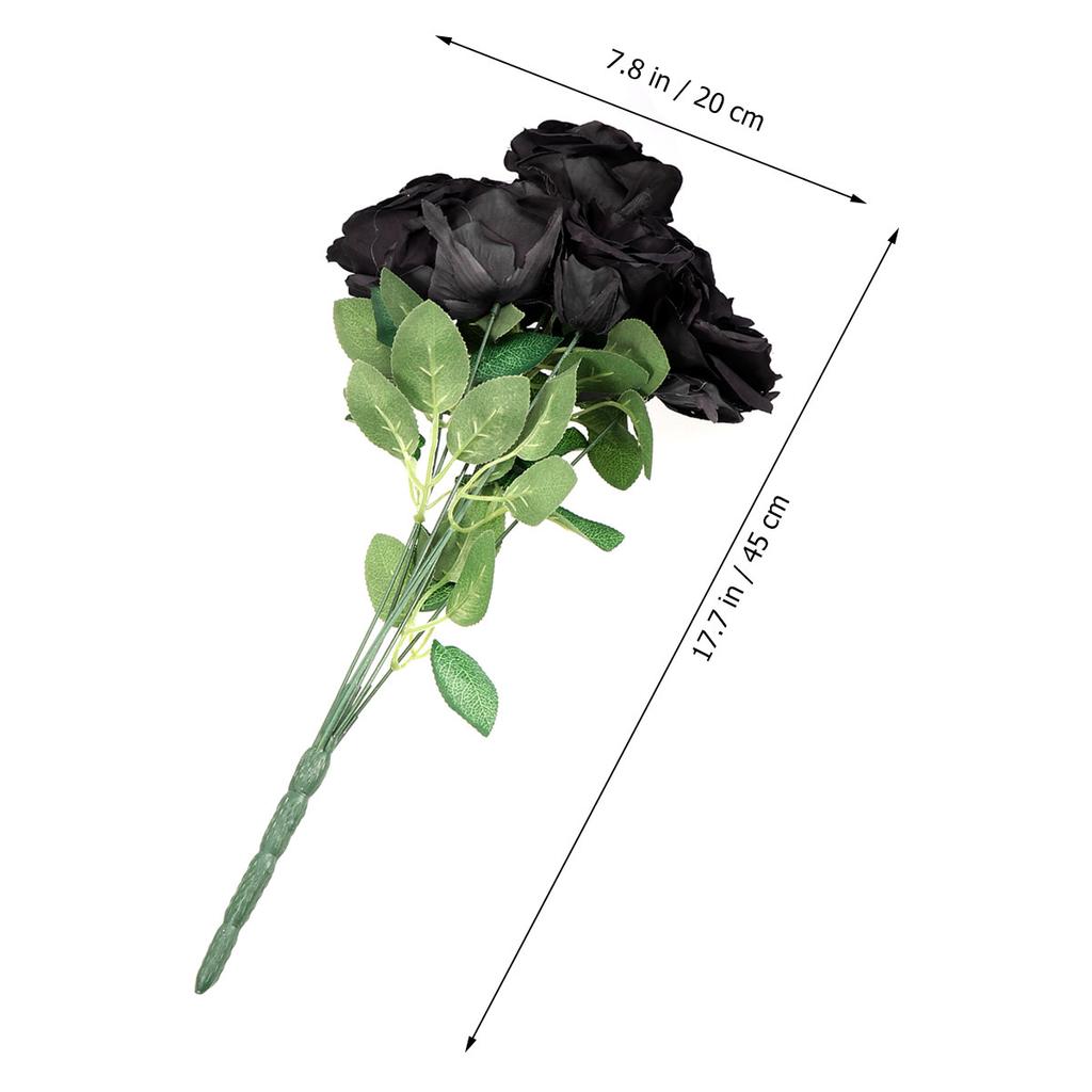 Black Rose Artificial Flower Realistic Looking Fake Rose Stem for Wedding Party Birthday Home Decor DIY Craft Decoration
