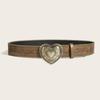 Style Pu Leather Belt With Alloy Snap Closure And Retro Rivet Detail For Youth Fashion