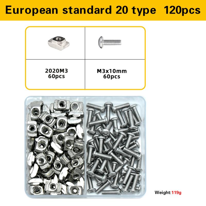 T-Nuts Screws Kit T Track Nut for 2020 3030 Series Aluminum Extrusion T Slot Nut M3 M4 M5 M6 Hexagon Socket Bolts T Sliding Nuts