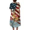 Women's Fashionable Casual V-neck Short-sleeved Independence Day Printed Dress