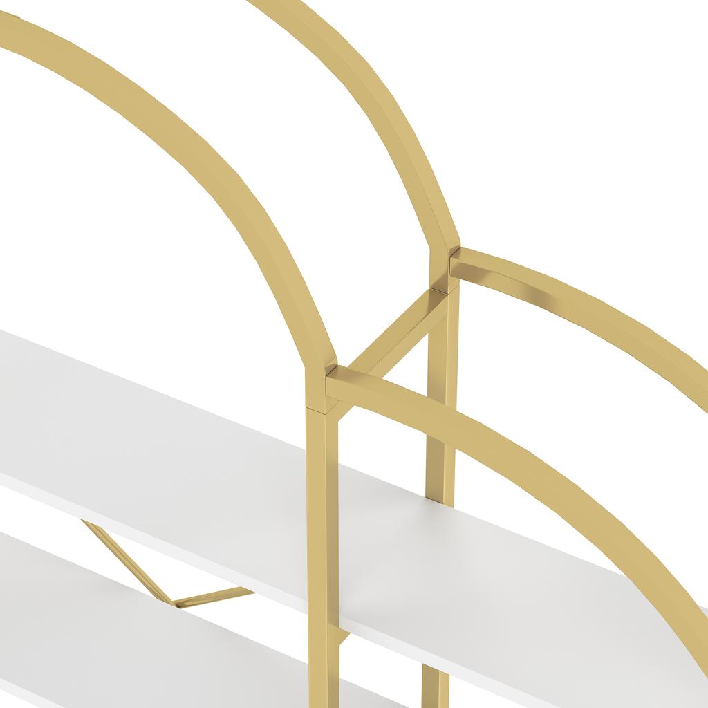 170 x 26 x 190 cm Shelf in simple style, steel tube-MDF, five layers of storage space, unique cloud shape, easy to assemble and clean, Gold + White