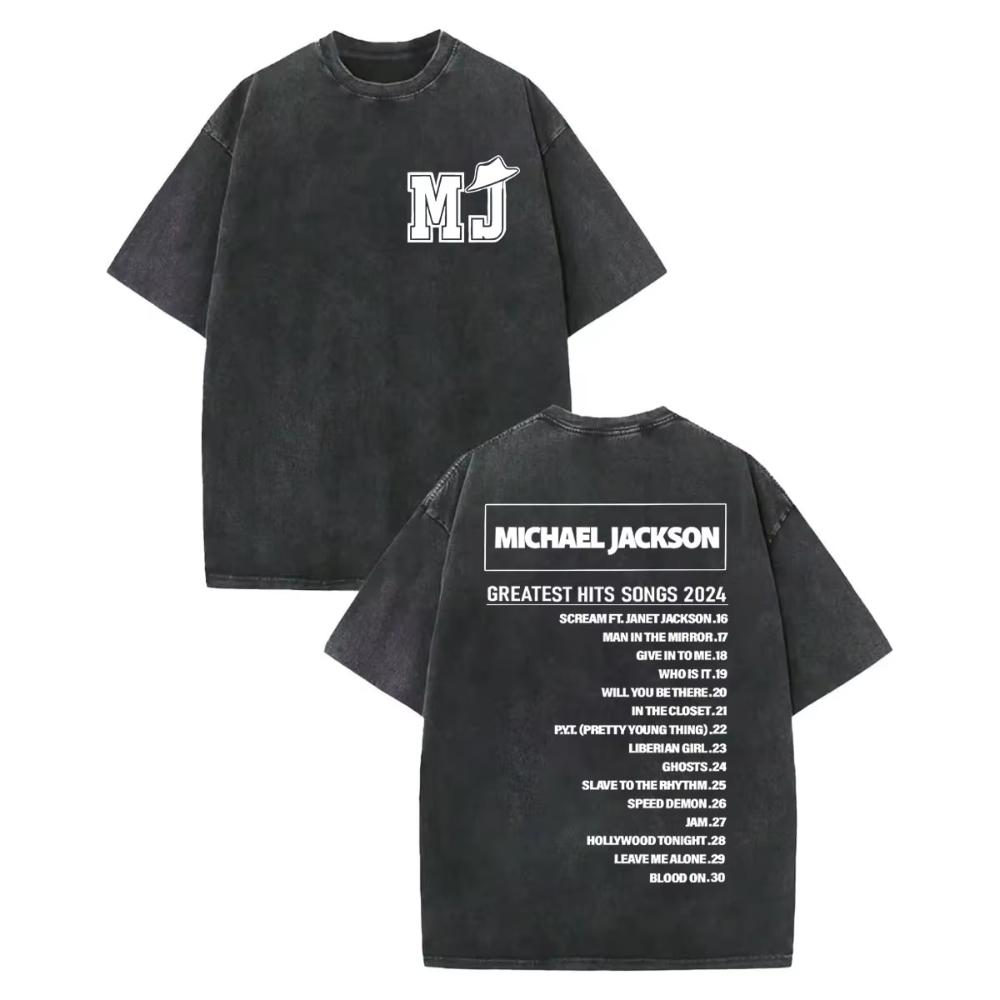 Rock Singer Michael Jackson Graphic T Shirts Mens Women High Quality Vintage Washed Tshirt Summer Casual Loose Cotton Tshirts