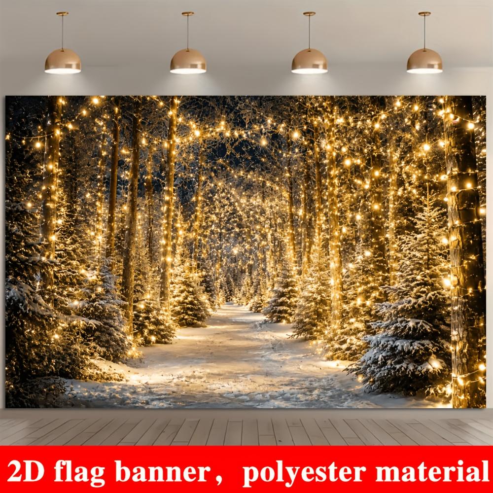 1Pcs Winter Snow Forest String Lights Pines Decoration Background Xmas Backdrop Decorations For Photo Studio Photo Booth Party