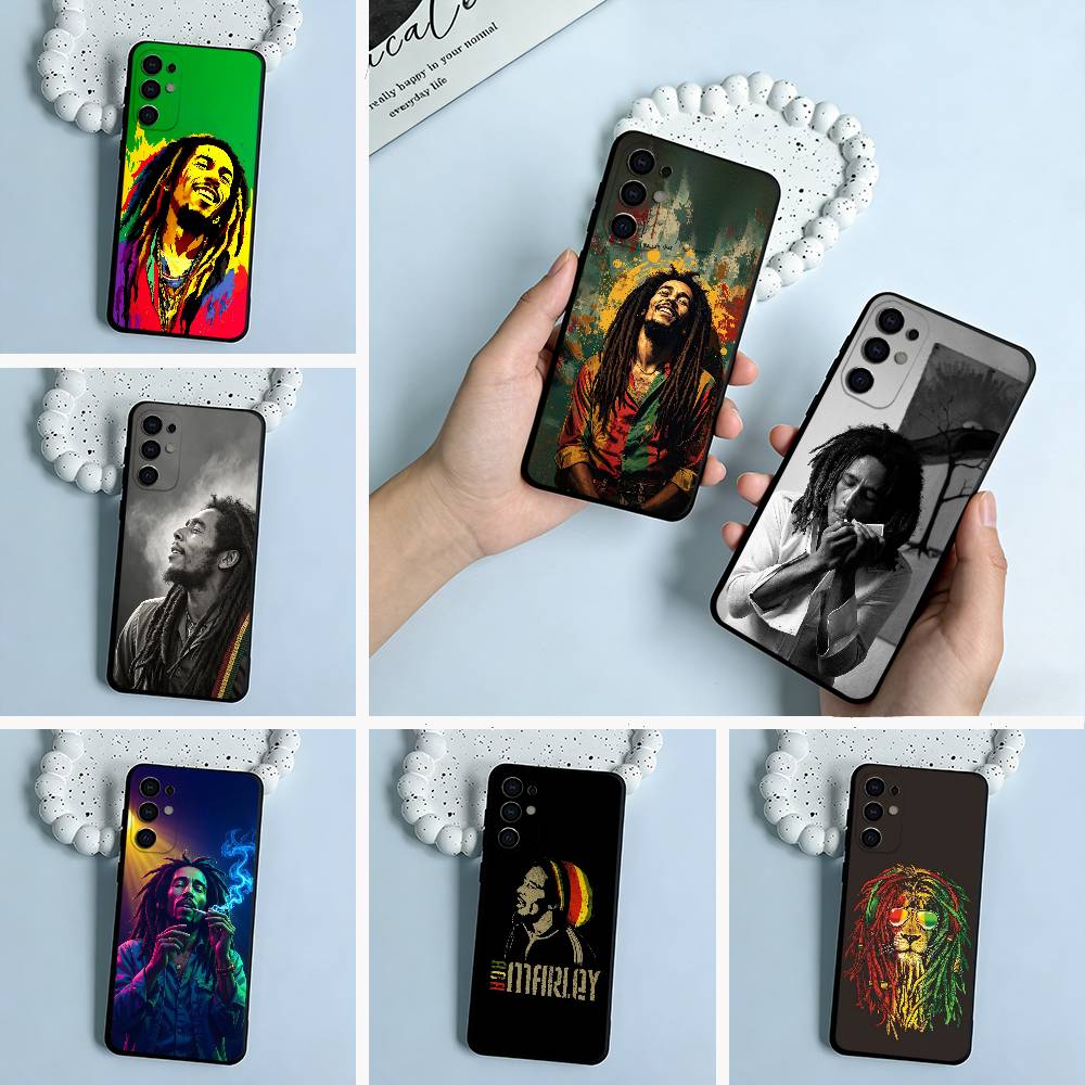 Lion-B-Bob- M-Marley Soft Silicone Case for Samsung S25, S24, S21, S22, S23, S30, Ultra, S20, Plus, FE, Lite-Black