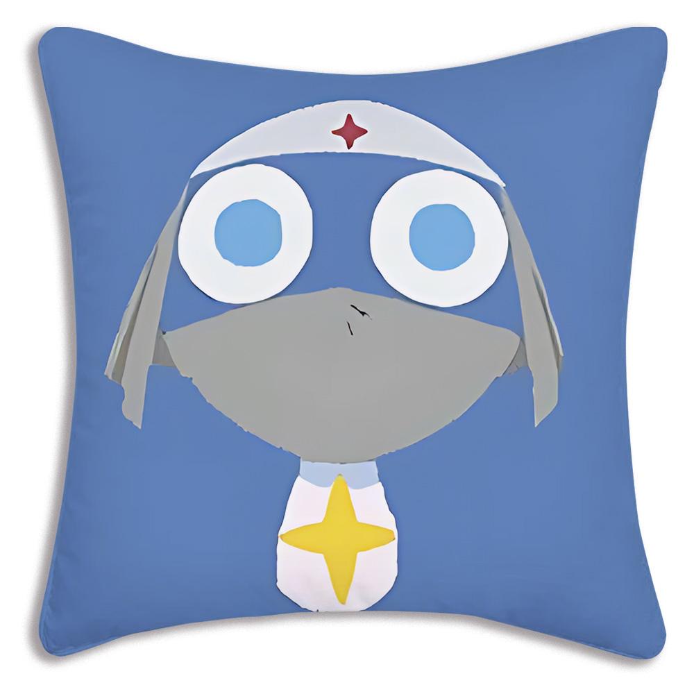 Hot Gunsous K-Keroro frog Pillow Covers Cartoon Sofa Decorative Home Double-sided Printing Short Plush Cute Cushion Cover