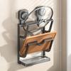 Wall-Mounted Pot Lid Holder Suction Cup Kitchen Pot Lid Organizer Pan Lid Storage Rack with Removable Drip Tray for Cutting Board