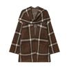 Womens Winter Knit Cardigan Coat With Plaid V-Neck Long Sleeve Mid-Length Sweater Jacket