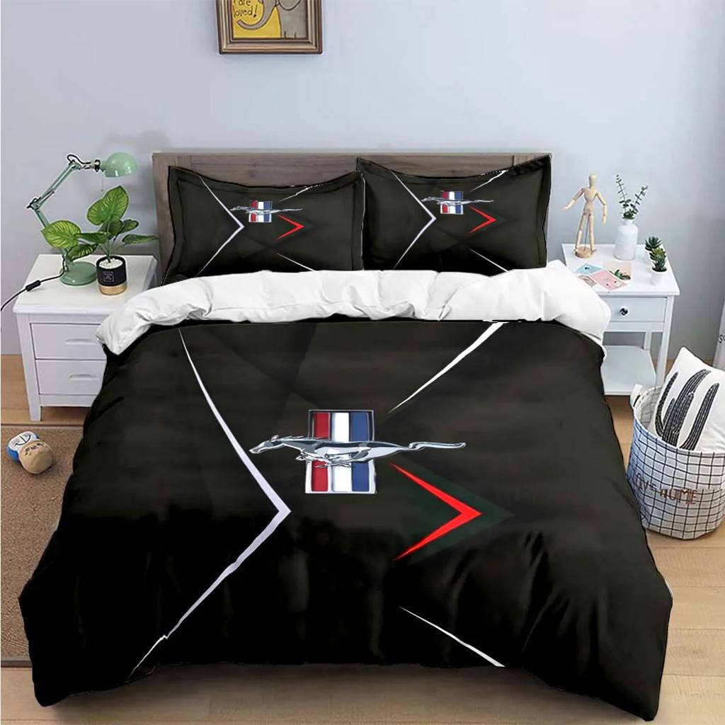 Fashion Exquisite M-Mustang Print Bedding Sets Exquisite Bed Supplies Set Duvet Cover Bed Comforter Set Bedding Set Luxury  Gift