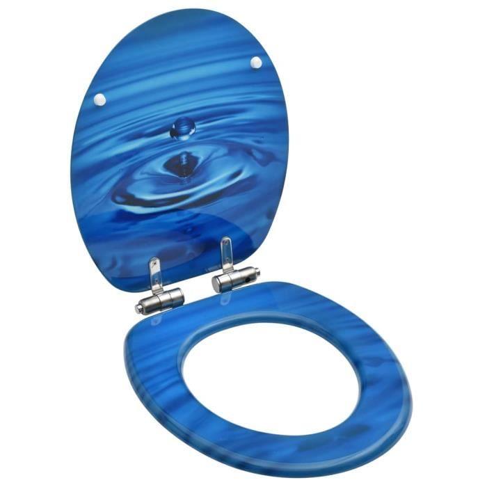 VidaXL WC Seat Cover Soft Close MDF Blue Water Drops