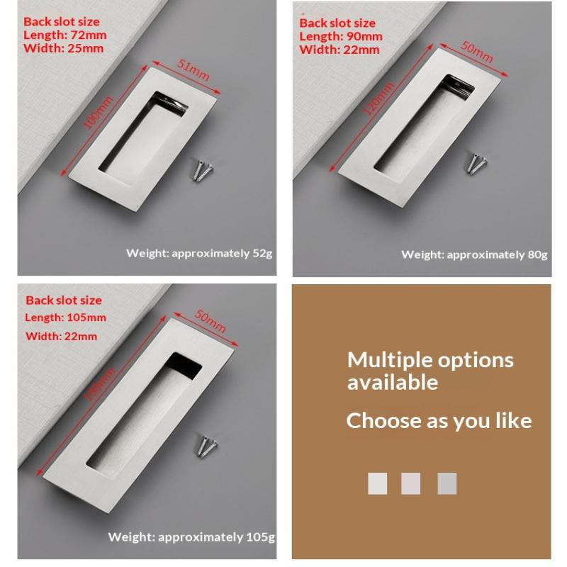 Poignée cachée en acier inoxydable Poignée de porte coulissante intégrée Poignée de tiroir de porte coulissante intégrée Poignée Noir Or Bronze