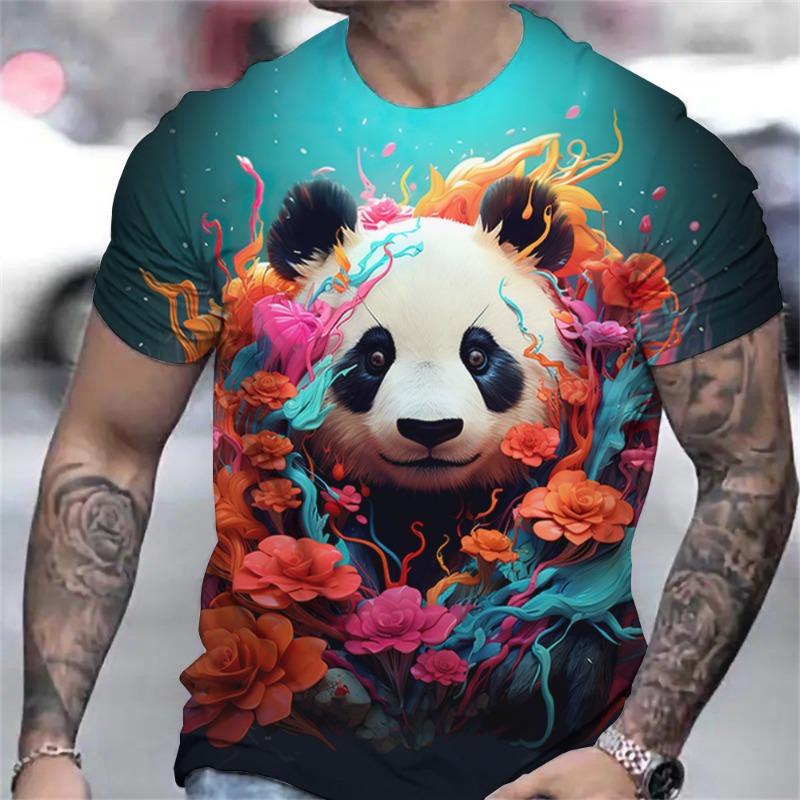 

Летняя футболка Модная крутая уличная цифровая печать с изображением животных Повседневная мужская футболка с коротким рукавом и круглым вырезом 6XL