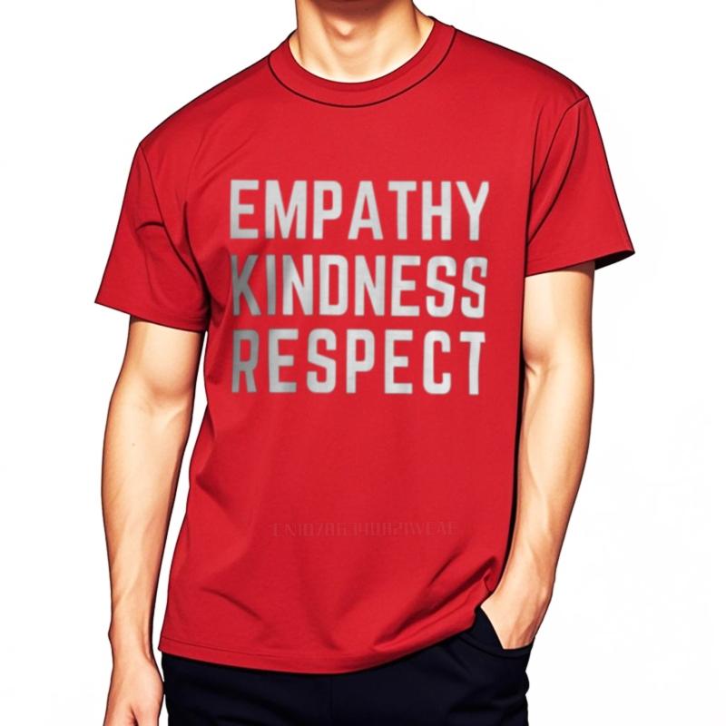 Empati Vänlighet Respekt Aktiv Slogan Herr Snabbtorkande Mjuk Bomulls T-shirt Kort Ärm Rund Hals T-shirt