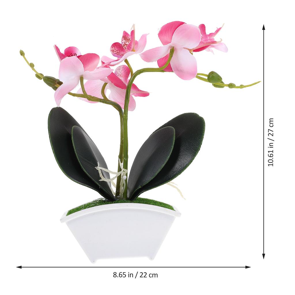 Mini Artificial Orchid Table Plant Decor Realistic Silk Flower Potted Fake Orchid for Bathroom Kitchen Office Home Decoration