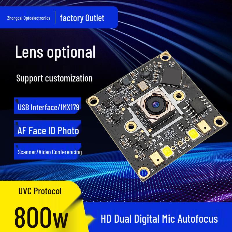 8MP Autofocus IMX179 HD UVC Camera Module with Microphone чёрный
