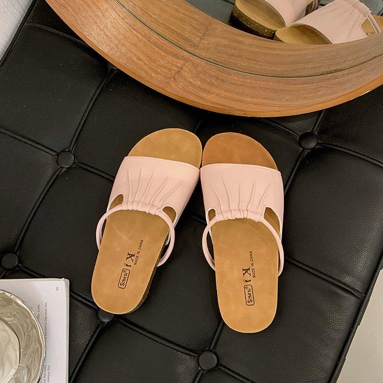 

Fashion 2025 Summer New Arrival Casual Fashion Solid Color Open Toe Slippers Comfortable Non-slip Women s Low Heel Sandals 35