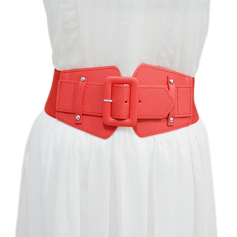 Cross-Border Women's Casual Wide Elastic Belt with Decorative Pin Buckle – Adjustable Waistband for Winter Coats, Ready Stock