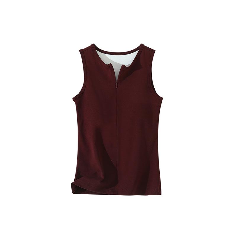 

Женский летний облегающий комплект из двух частей: майка на молнии XL вино красного