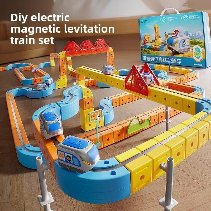 Childrens Magnetic Track Toy With Diy Rail System For Creative Building Play