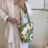 Yogodlns New Fashion Floral Pattern Bucket Bag Canvas Casual Shoulder Bag Large Capacity Creative Handbag for Women