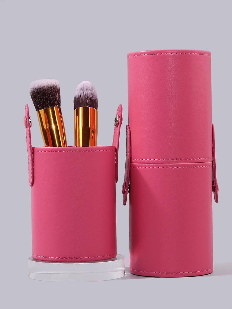 Fashionable PU Material Makeup Brush Storage Bucket with Lock Design, Large-capacity Makeup Bucket, Travel Daily Storage Tool
