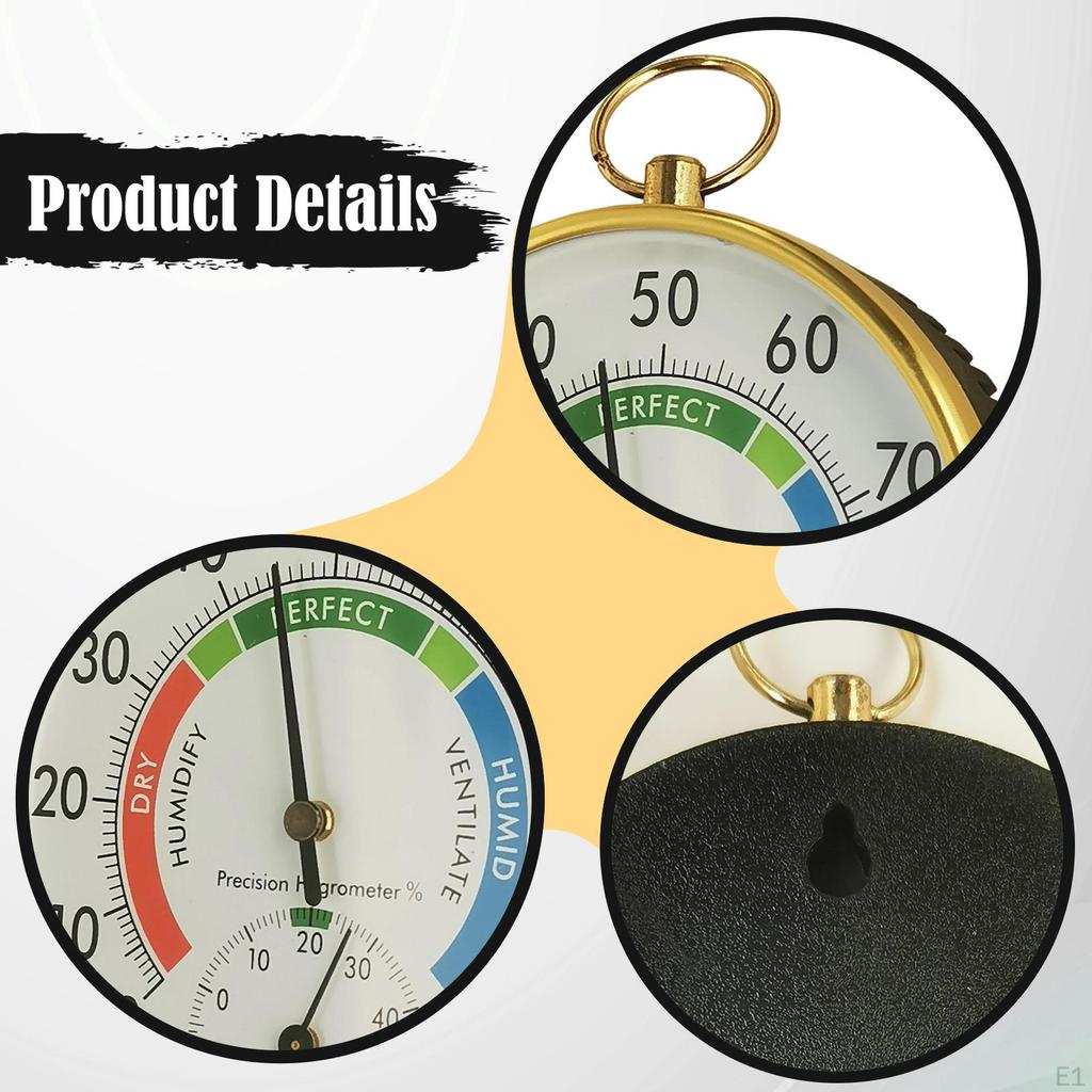 Thermometer Hygrometer Wall Mounted, Display Mechanical, Dial Temperature Humidity Gauge for Indoor