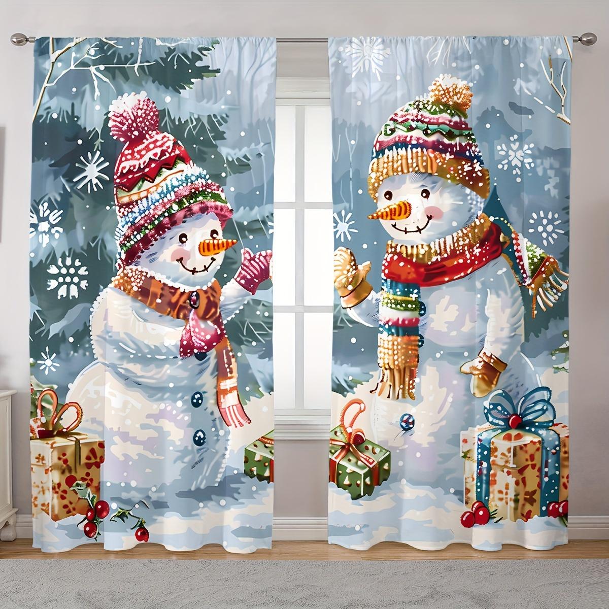 

2 элегантных классических художественных карниза с рисунком рождественской елки и снежинки для домашнего декора на окнах гостиной и спальни 100W130H(CM)&Rod Pocket