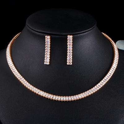 Accessori Popolari Set Collana Orecchini Zircone Catena Abito da Sposa Accessori Sposa