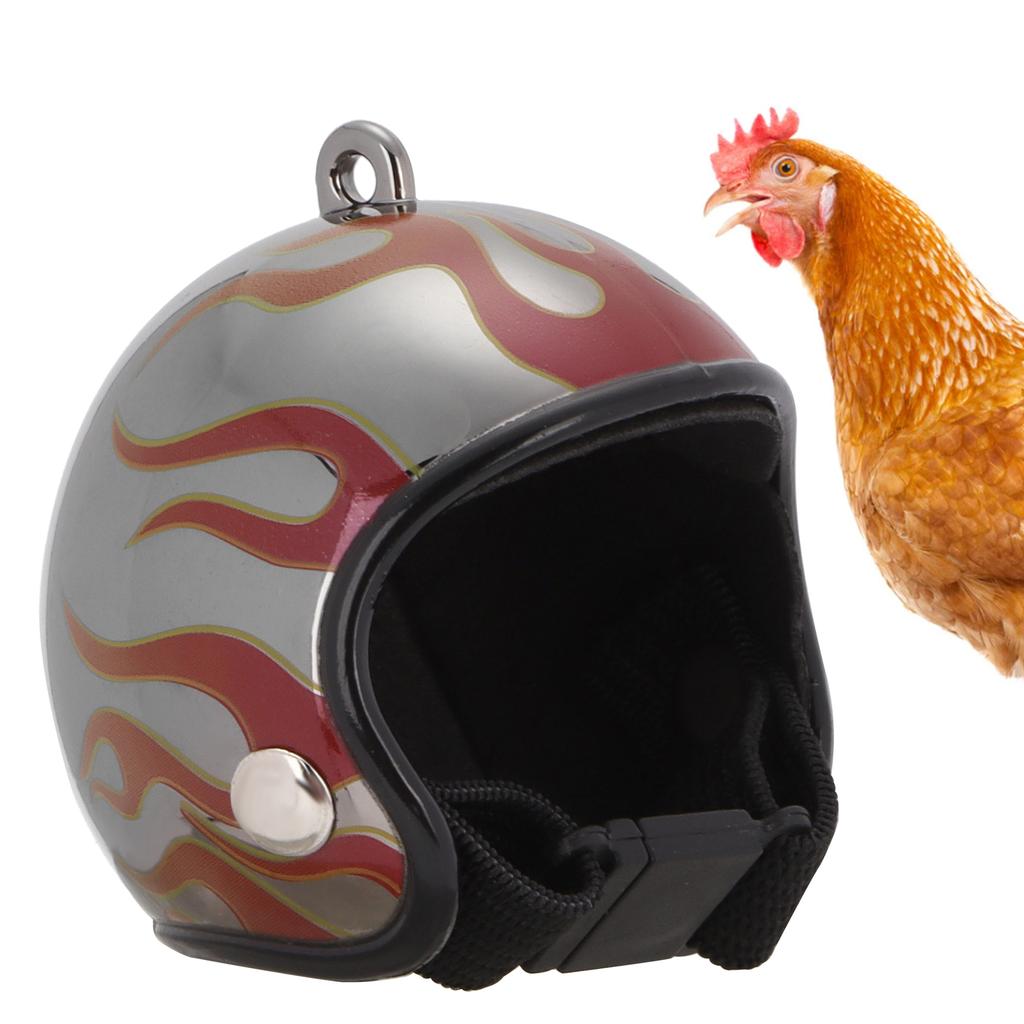 Chicken Helmet Funny Safety Birds Chicken Hat Headgear for Bird Parakeet AccessoriesBlack Flame