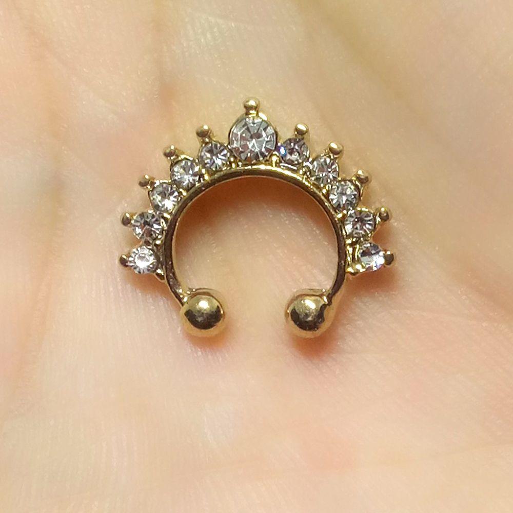 Cool Fashion Rhinestone Metal U Shape Simple Bear Nose Cuff Body Jewelry Nose Stud Fake Nose Ring