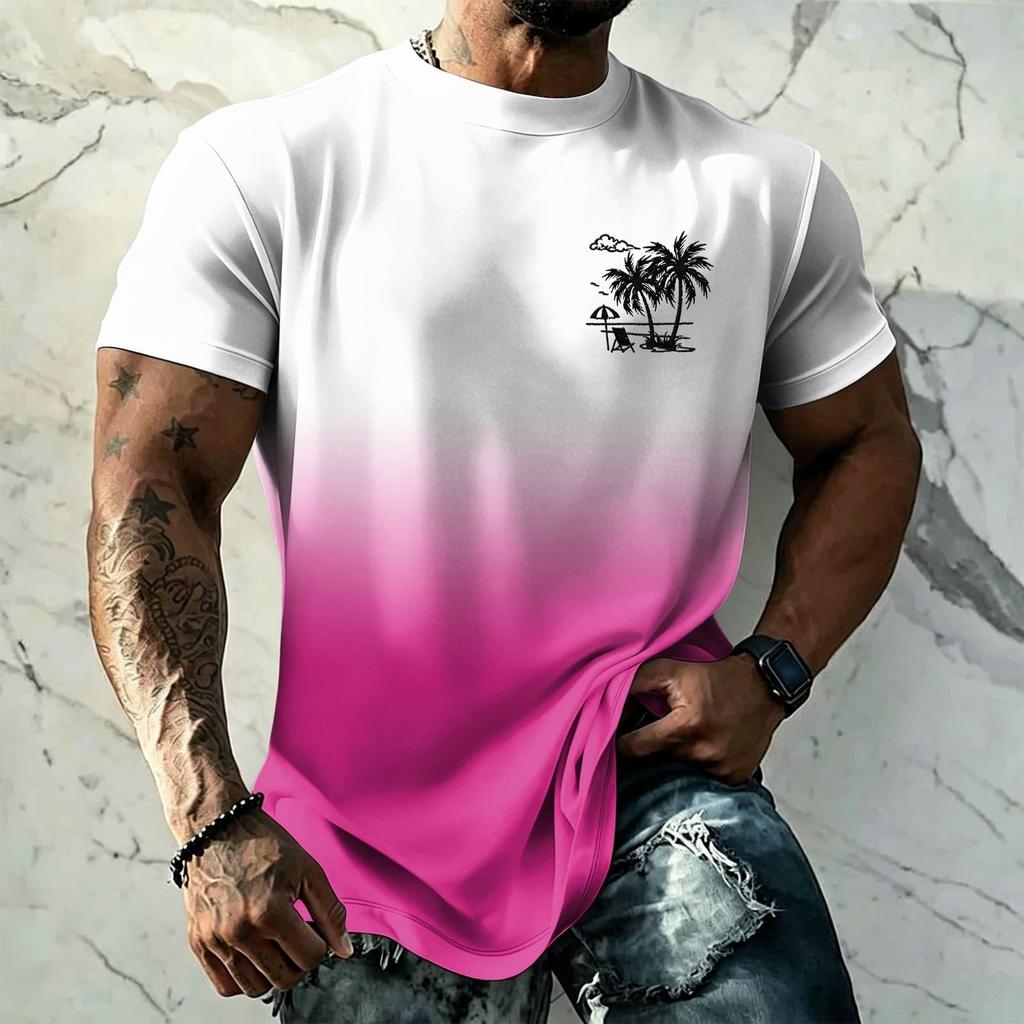 Men's Basic Hawaiian Style Short Sleeve T Shirt UPF50 Plus Sun Protection Breathable Loose Fit Summer Outdoor Casual Top