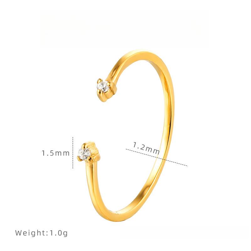Simple Ins Wind Opening Zircon Ring Women's Niche High-end Titanium Steel Ring Does Not Fade Dopamine Jewelry