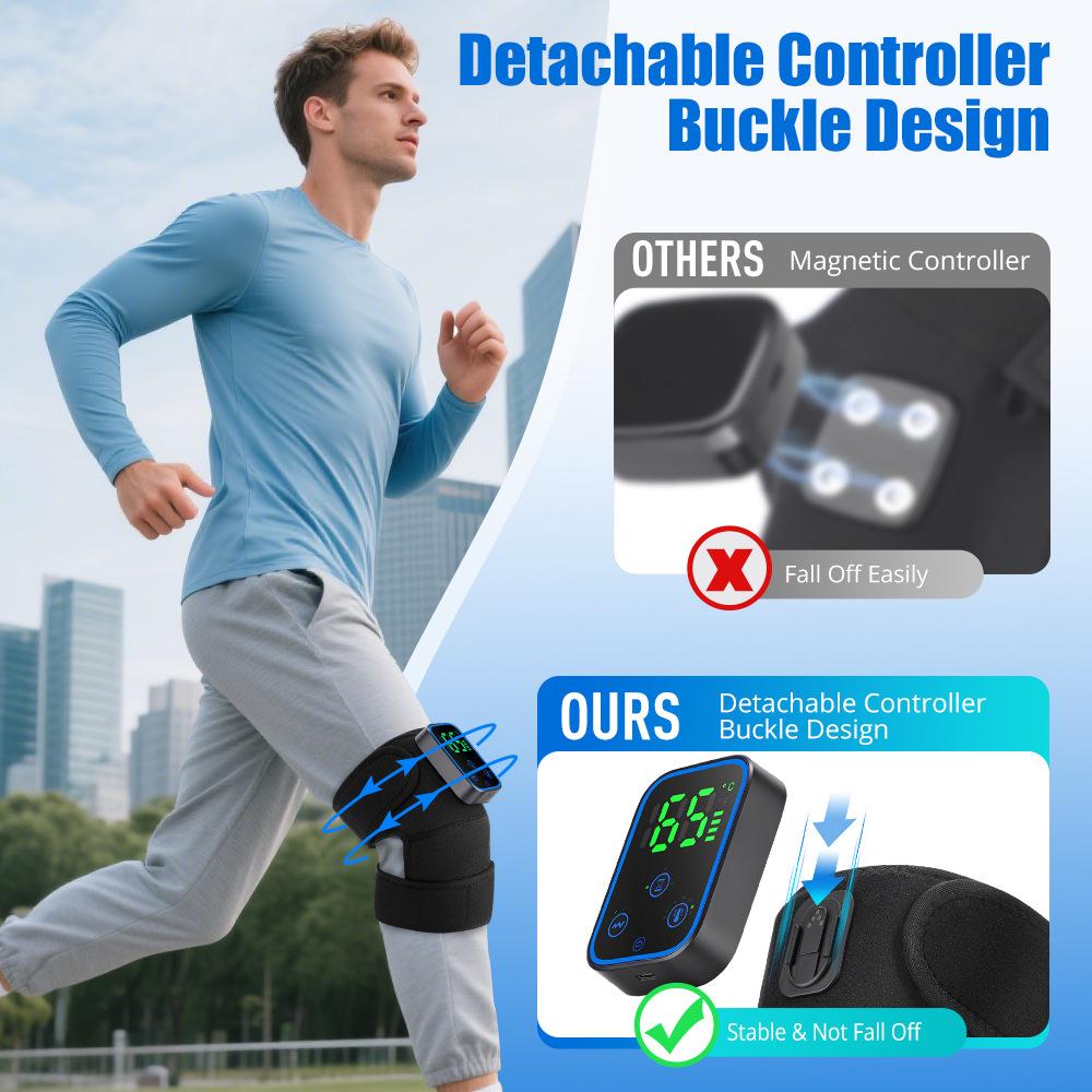 Portable Wireless Hot Compress Vibration Knee Massager with APP Control Knee Shoulder Elbow 3-in-1 Relieve Joint Pain and Pressure