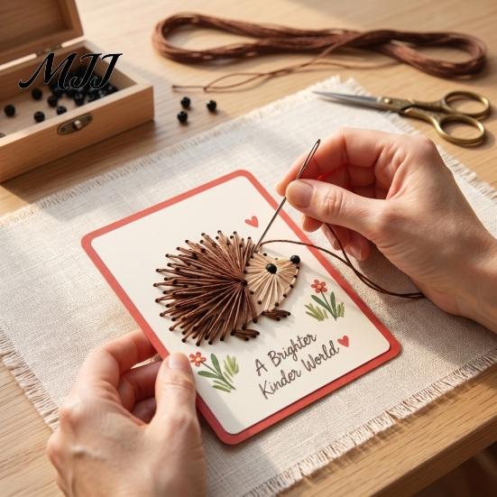 Holiday Card Crafting Garden Animal Stitching Kit, DIY Stitch by Needle And Thread Crafts Hand, Embroidery Greeting Kit for Adults Beginners
