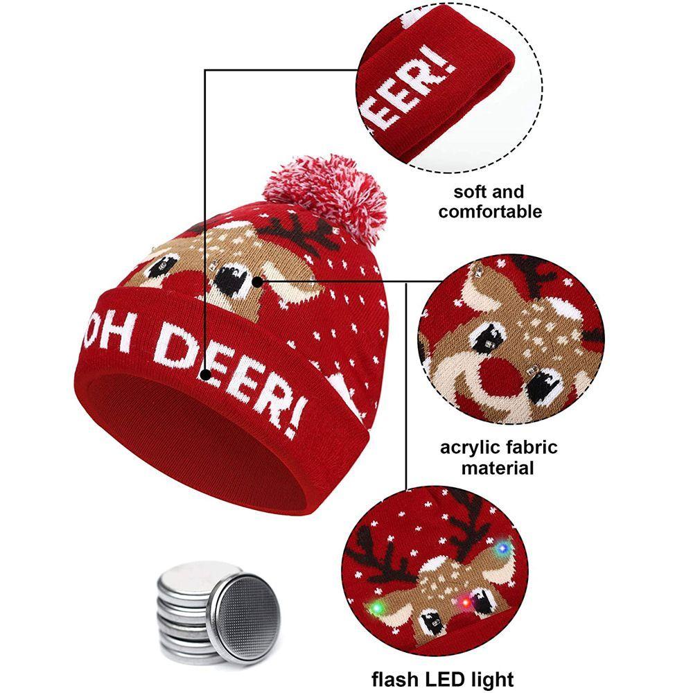 Xmas Tree Cartoon Snowman Knitted Cap LED Hat Christmas Hat Sweater Beanie