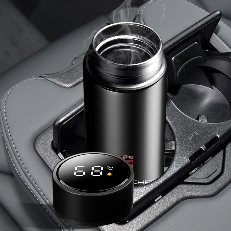 Car Smart Thermos Bottle With Temperature Display Coffee Cup For Porsche Boxster Cayenne Panamera Macan Cayman 911 918 996 917 991