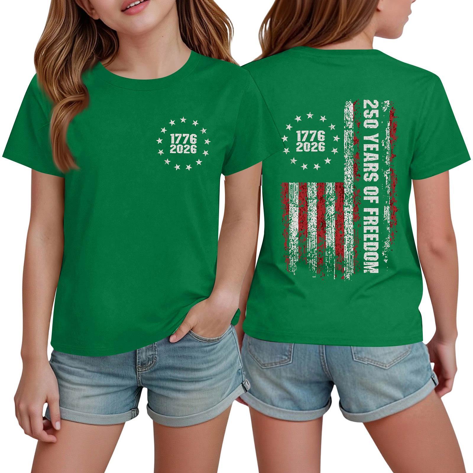 

Boys And Girls Printed Fashion Casual Short-Sleeve T-Shirts 110 зелений