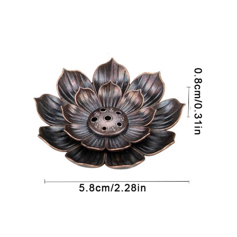 1Pcalloy Incense Burner Stick Holder Buddhism Lotus Line Incense Plate Sandalwood Coil Base Temples Yoga Studios Home Decoration