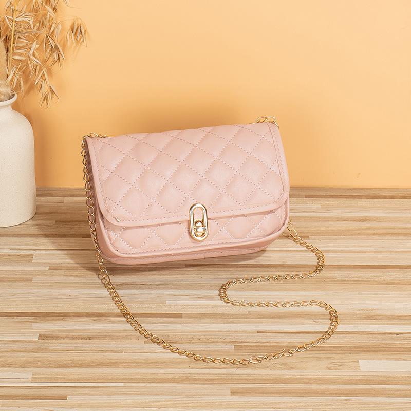 Rhombus embroidered small square bag trendy fashion versatile lock suitable for giving girlfriends gift chain messenger bag