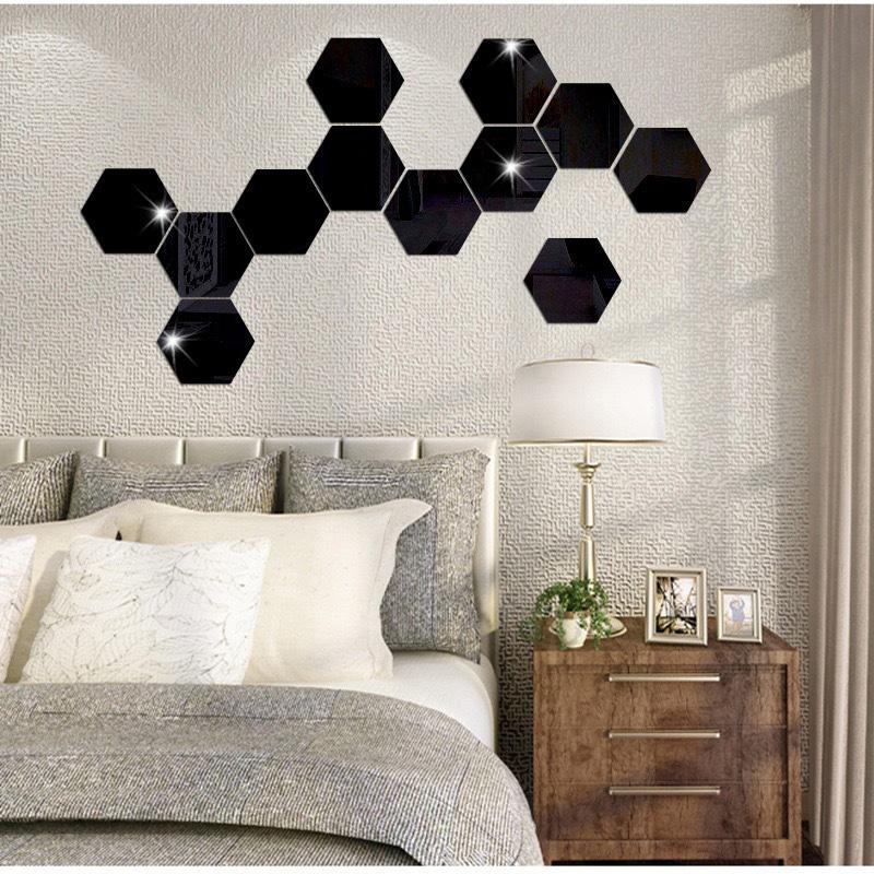 

12PCS/Pack Removable Acrylic Mirror Setting Wall Sticker Decal Gold