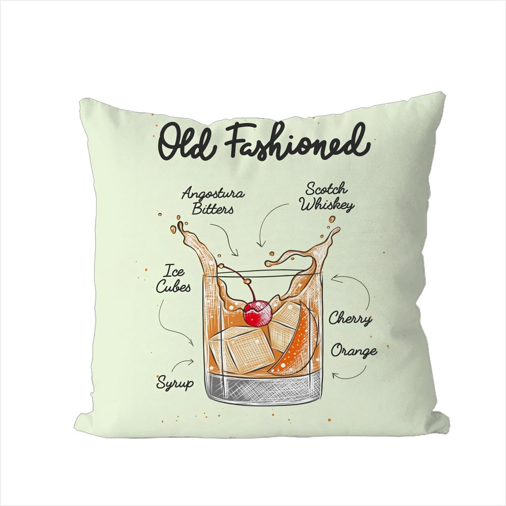

Old Fashioned Cocktail Pillow Case For Car Sofa Decorative Home Doublesided Print Plush Square Throw Pillow Cushion Cover 30x30cm