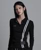Aejeuyua Side Line Collar Long Sleeve Black