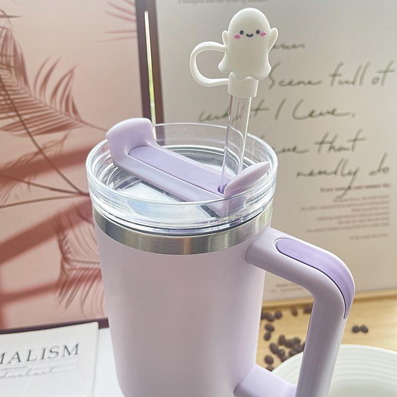 Halloween Pumpkin Silicone Straw Cover Cap For Stanley Tumbler Cup Accessories 30&40oz Reusable 9-10mm Large Diameter Sippy Plug