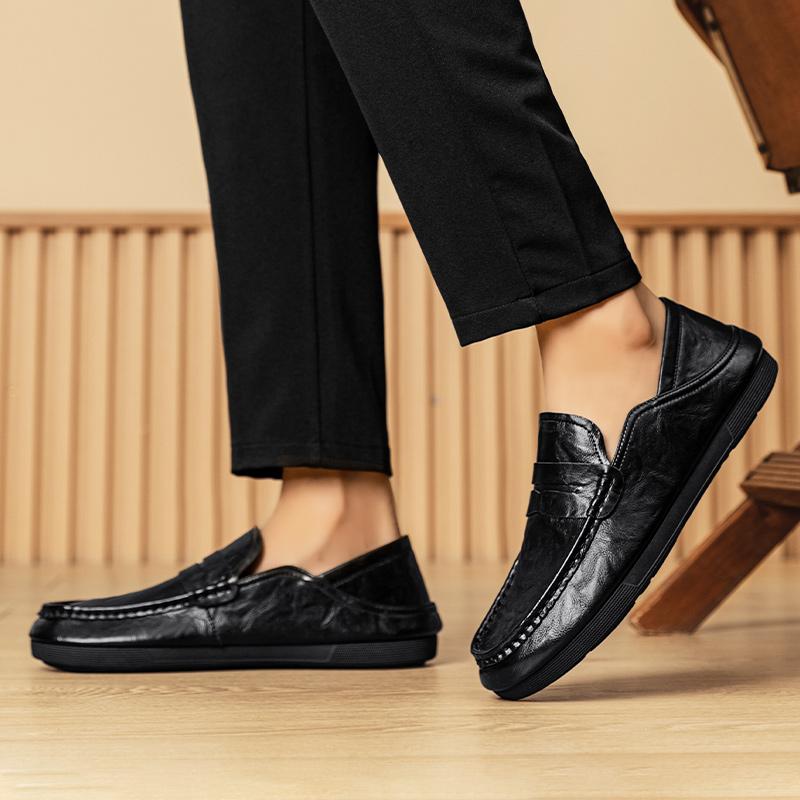 Fashion Men's Spring New Yello-brown Loafers Slip-on Casual Shoes Luxury Brand Men Light Business Shoes Men Soft Bottom Simple Shoes