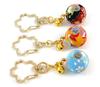Hana Chirimen Kaleidoscope Japanese Pattern Chirimen Keychain with Bell Made in Japan Souvenir 1 Red and [ZOON] (Set (Sky Blue, Yamabuki, Black))