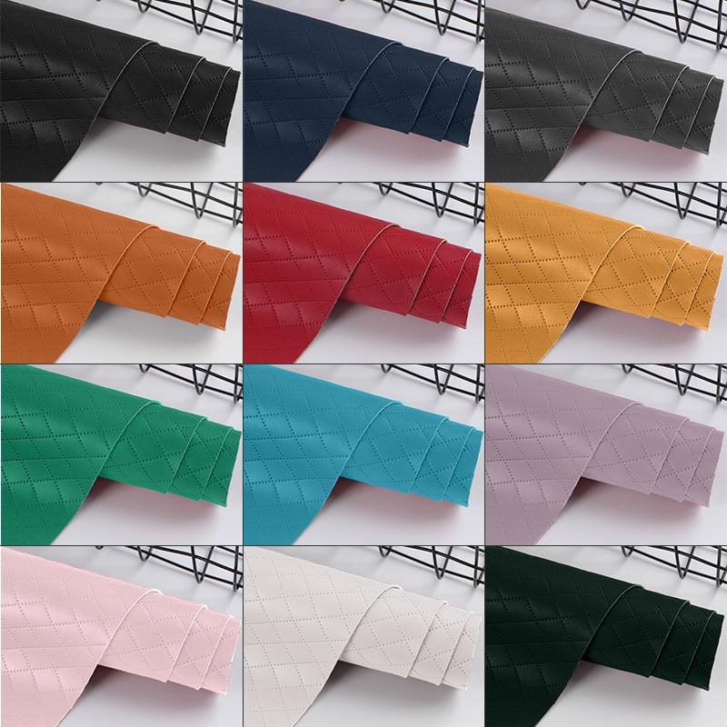 1/2 Yards Rhombus Plaid PU Lederstoff 1mm weiches elastisches Leder für DIY Sofa Schuhtaschen Auto Interieur Tischmatte Home Polster