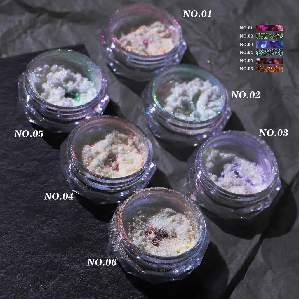 Aurora Spiegel Glitzer Nail Art Puder Eis Chamäleon Reiben Pigment Staub Funkelnder Charm Nägel Design DIY Dekorationen