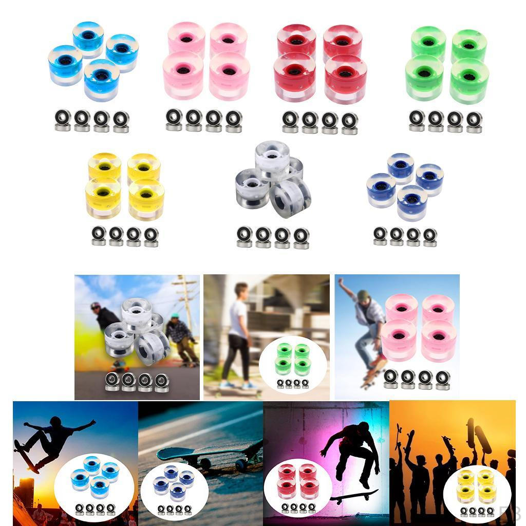 4 Pack PU Flashing Wheels 70mm 78a Replacement for Longboard Skateboard